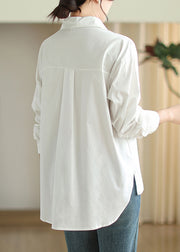 Simple White Oversized Cotton Shirts Spring