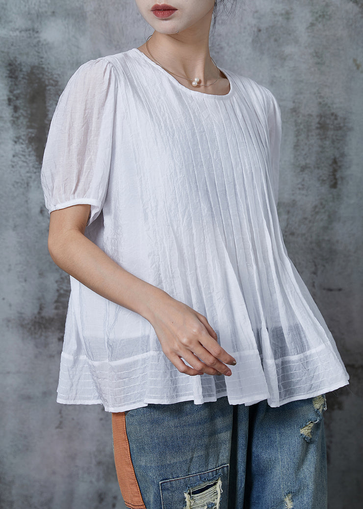 Simple White Oversized Wrinkled Linen Shirt Summer