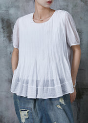 Simple White Oversized Wrinkled Linen Shirt Summer