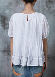 Simple White Oversized Wrinkled Linen Shirt Summer