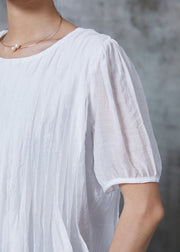 Simple White Oversized Wrinkled Linen Shirt Summer