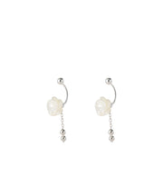 Simple White Sterling Silver Shell Floral Tassel Drop Earrings