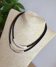 Simple Women Black Sterling Silver Choker