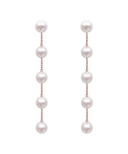 Skinny Gold Alloy Pearl Tassel Drop Earrings