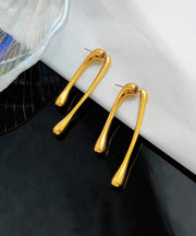 Skinny Gold Copper Overgild Long Stud Earrings