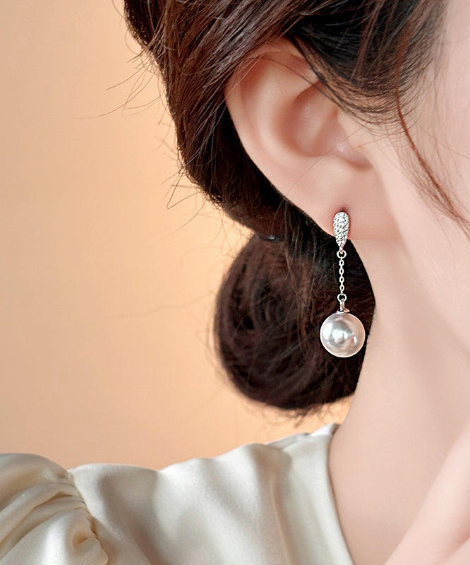 Skinny Silk Copper Alloy Pearl Tassel Stud Earrings