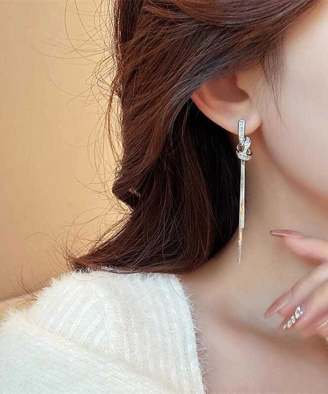 Skinny Silk Copper Alloy Tassel Drop Earrings