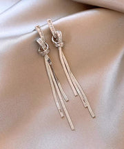 Skinny Silk Copper Alloy Tassel Drop Earrings