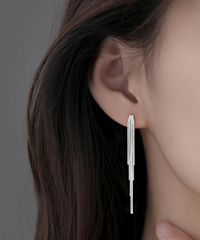 Skinny Silk Sterling Silver Overgild Tassel Drop Earrings