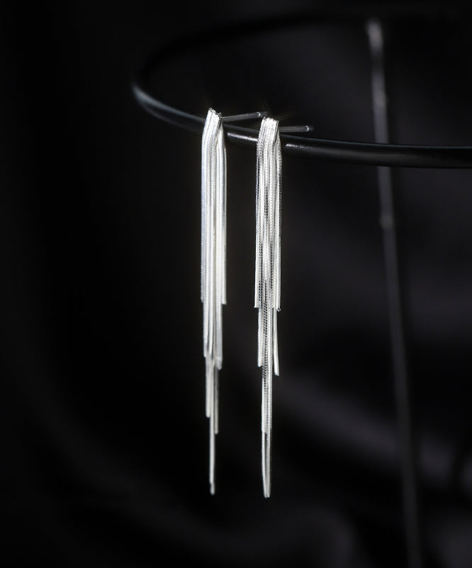 Skinny Silk Sterling Silver Overgild Tassel Drop Earrings