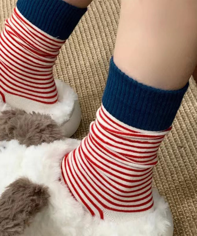 Soft Comfortable Striped Combed Cotton Mid Calf Socks