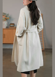 Solid White Fine Woolen Coats Peter Pan Collar Winter