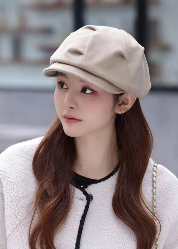 Spring Autumn Fashion Versatile Khaki Wrinkled Breton Hat