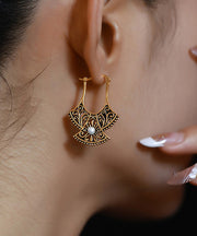 Style Ancient Dharma Gold Pearl Hollowed Out Drop Earrings