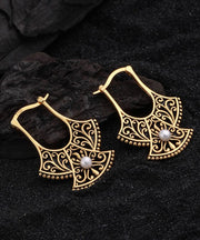 Style Ancient Dharma Gold Pearl Hollowed Out Drop Earrings