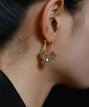 Style Ancient Dharma Gold Pearl Hollowed Out Drop Earrings