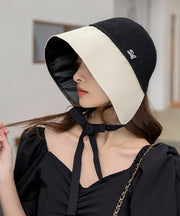 Style Beige Black Patchwork Neck TIie Bucket Hat