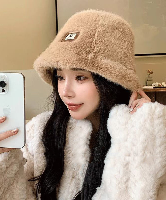 Style Beige Versatile Warm Faux Fur Bucket Hat