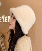 Style Beige Versatile Warm Faux Fur Bucket Hat