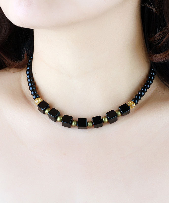 Style Black Agate Gratuated Bead Necklace