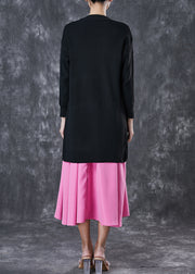Style Black Asymmetrical Side Open Sweater And Skirt Two Pieces Set Spring