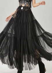 Style Black Embroidered Exra Large Hem Tulle Skirts Spring