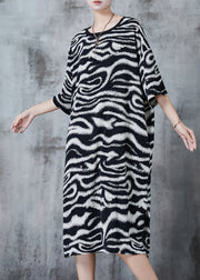 Style Black Oversized Striped Chiffon Maxi Dresses Summer