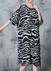 Style Black Oversized Striped Chiffon Maxi Dresses Summer