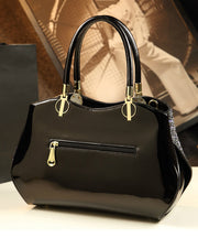 Style Black Zircon Large Capacity Faux Leather Tote Handbag