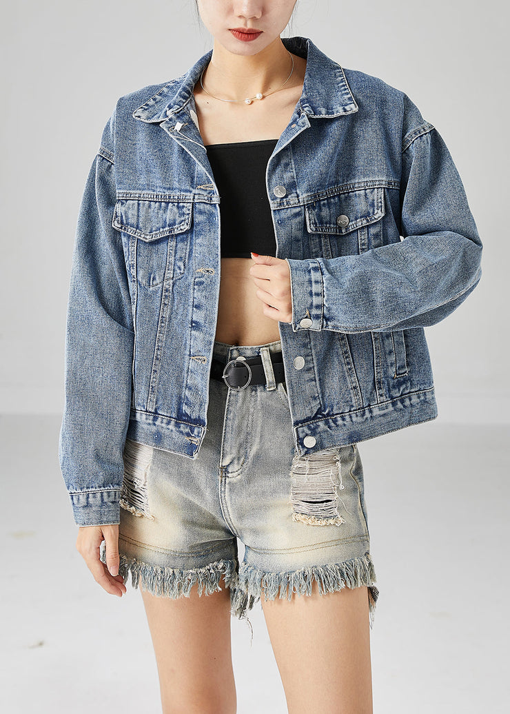 Style Blue Backless Tasseled Denim Coats Fall