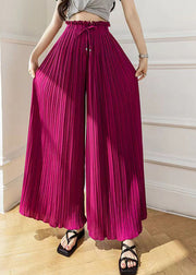 Style Blue High Waist Wrinkled Chiffon Wide Leg Pants Spring Summer