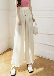 Style Blue High Waist Wrinkled Chiffon Wide Leg Pants Spring Summer