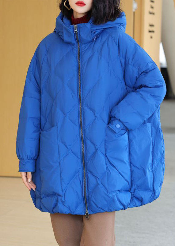 Style Blue Hooded Oversized Duck Down Puffer Jacket Winter