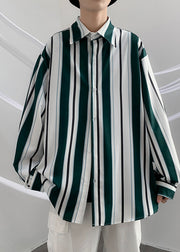 Style Blue Peter Pan Collar Striped Cotton Men Apparel Spring