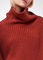 Style Caramel Turtle Neck Oversized Wool Knit Sweater Tops Winter