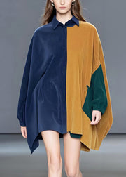 Style Colorblock Oversized Patchwork Corduroy Pullover Coats Spring