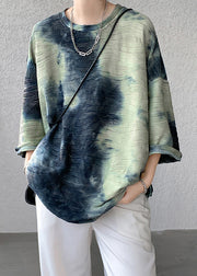 Style Dark Green O Neck Tie Dye Ice Silk Mens T Shirt Designer Summer