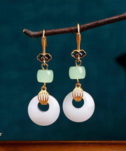 Style Gold Ancient Gold Jade Auspicious Clouds Drop Earrings