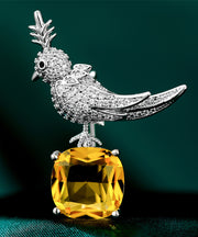 Style Gold Copper Overgild Zircon Gem Stone Little Bird Brooches