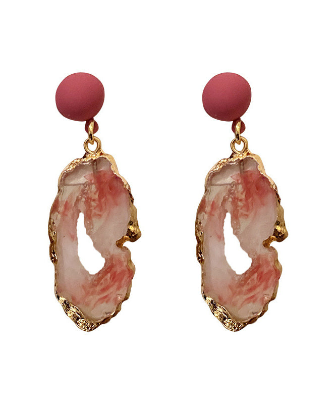 Style Gradient Color Red Alloy Resin Asymmetry Hollow Out Drop Earrings