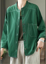 Style Grass Green Oversized Cotton Shirt Top Spring