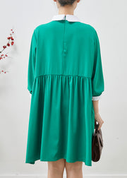 Style Green Peter Pan Collar Patchwork Chiffon Tea Dress Summer