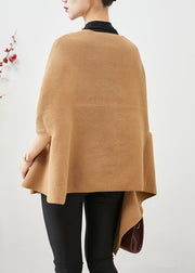 Style Khaki Asymmetrical Chinese Button Woolen Shawl Coat Fall