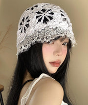 Style Lace Edge Knitted Hollow Flower Thin Boonie Hat