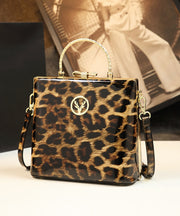 Style Leopard Solid Durable Faux Leather Tote Handbag