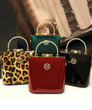 Style Leopard Solid Durable Faux Leather Tote Handbag