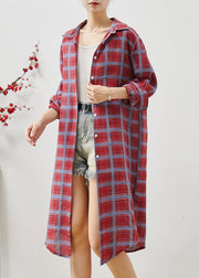 Style Mulberry Oversized Plaid Cotton Dress Fall