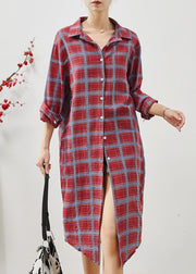 Style Mulberry Oversized Plaid Cotton Dress Fall