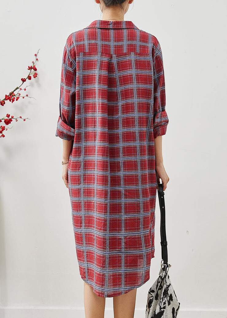 Style Mulberry Oversized Plaid Cotton Dress Fall