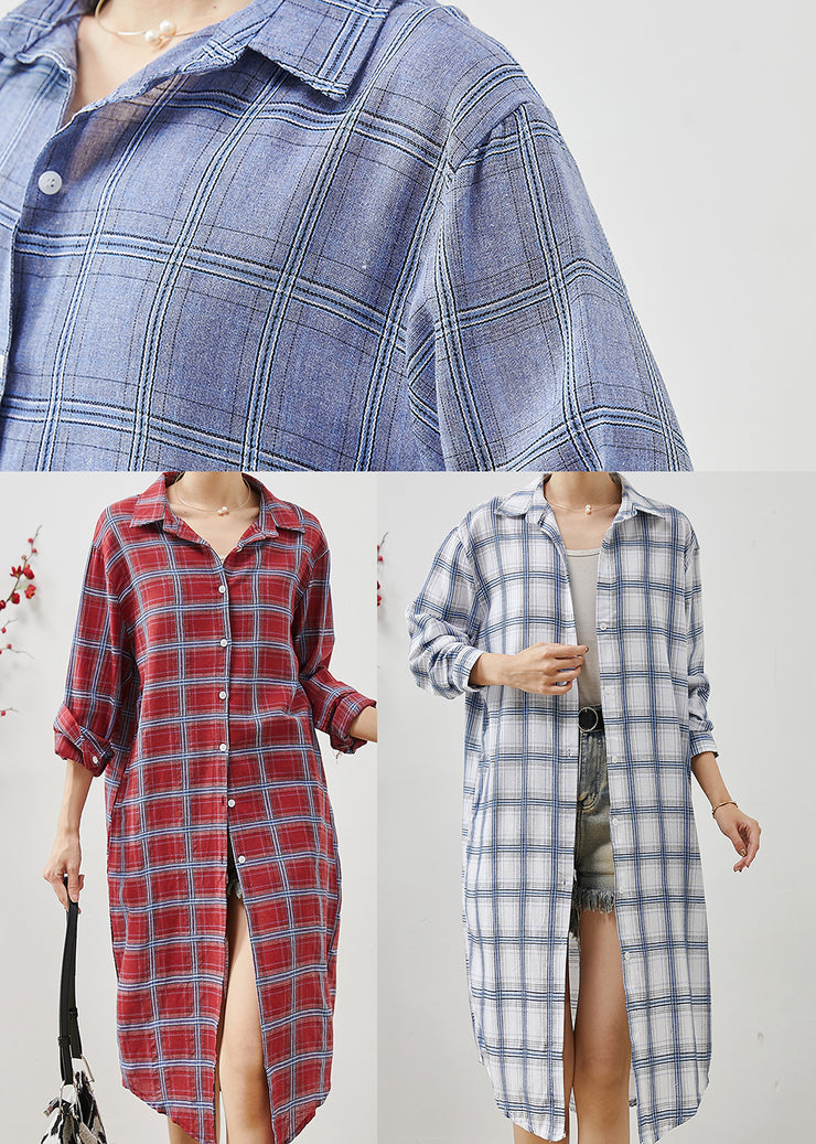 Style Mulberry Oversized Plaid Cotton Dress Fall